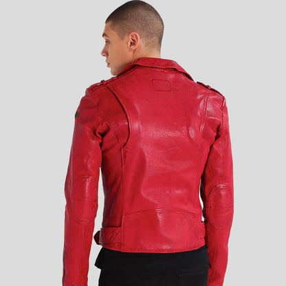 Men's Buel Red Motorcycle Leather Jacket