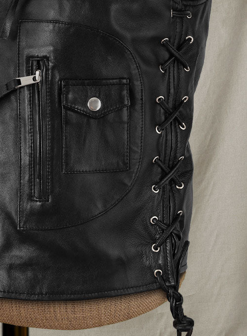 Mens Traditional Biker Black Leather Vest