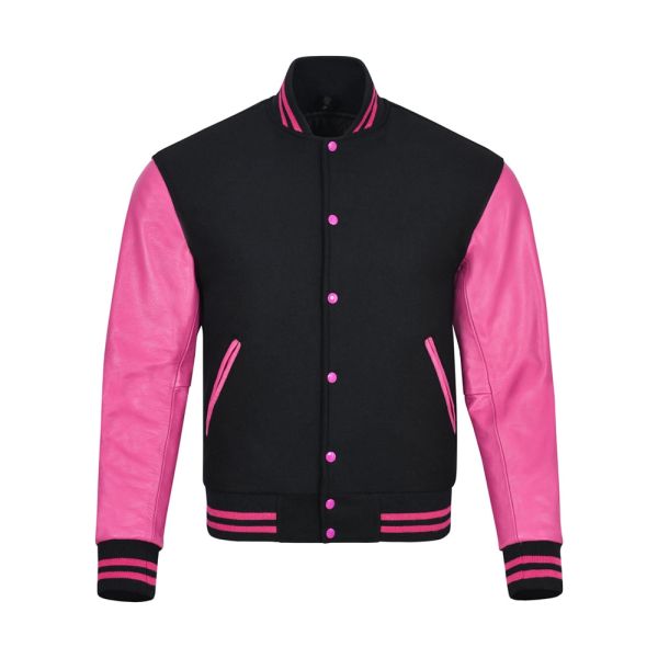 Pink And Black Letterman Jacket