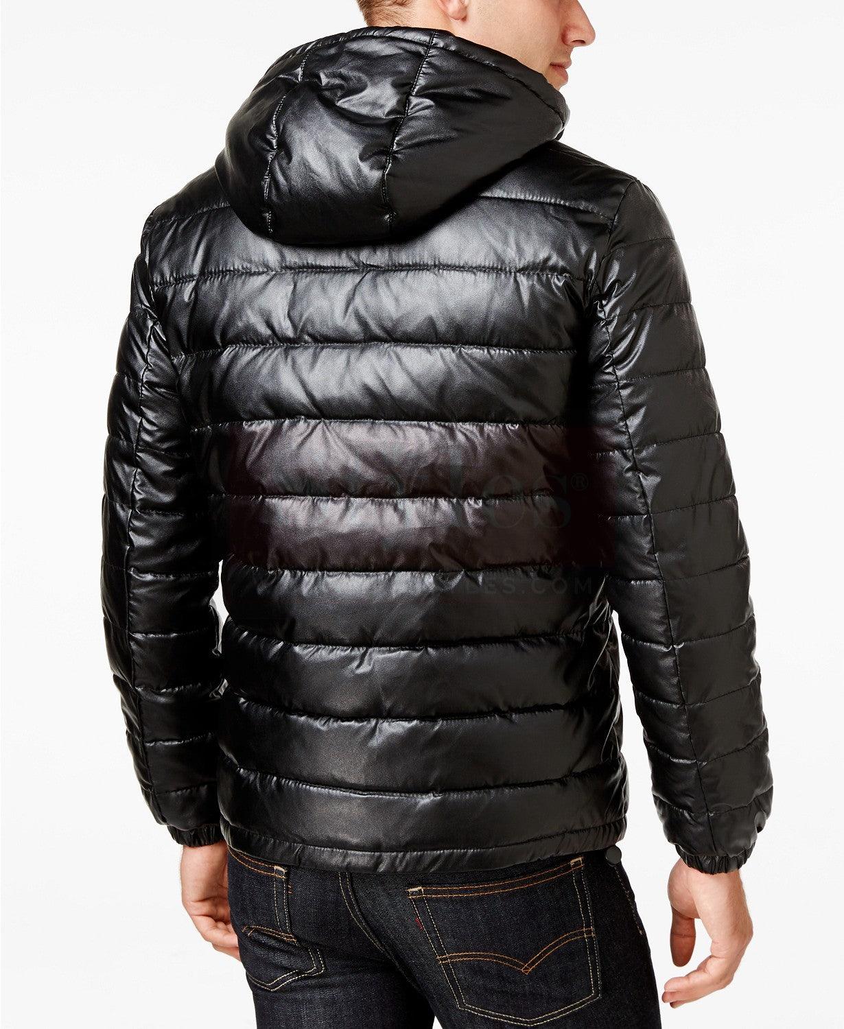 Leather Puffer Coat For Men