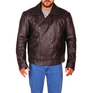 Mens Dark Brown Brando Biker Jacket