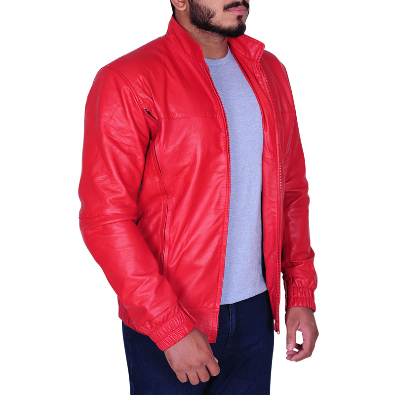 Mens Cool Red Leather Jacket