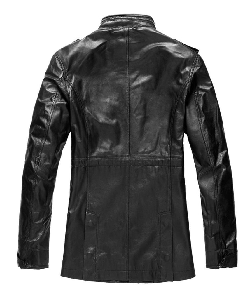 Men's Genuine Lambskin Trench Coat Real Leather Jacket
