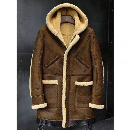 Men's Hooded Leather Jacket Sheepskin Coat Fur Coat Men's Winter Coats Long Fur Jacket