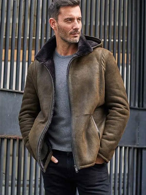 Men's Removable Hooded Fur Coat Oversize Casual Overcoat Short Leather Outwear