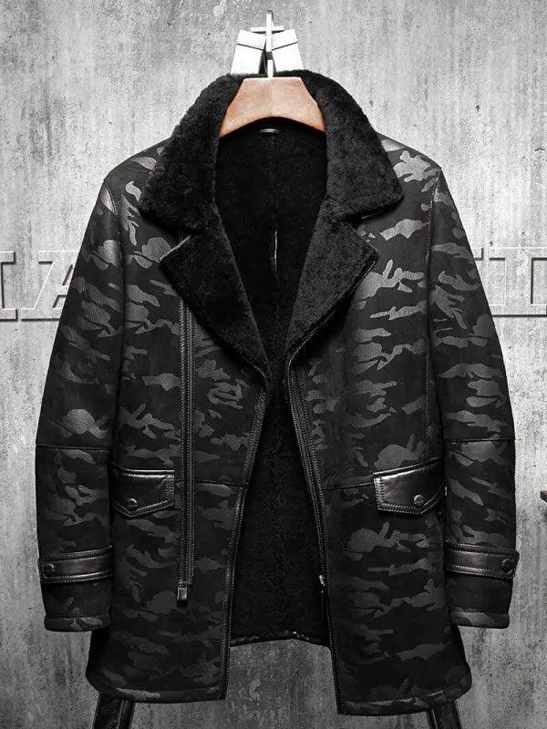 Men’s Flying Fur Pilots Long Shearling Jacket Coat