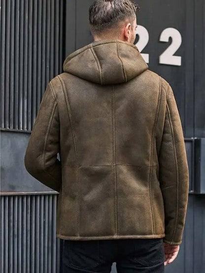 Men's Removable Hooded Fur Coat Oversize Casual Overcoat Short Leather Outwear
