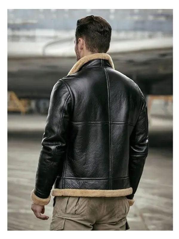 Men's Shearling Sheepskin Motorcycle Leather Bomber Jacket