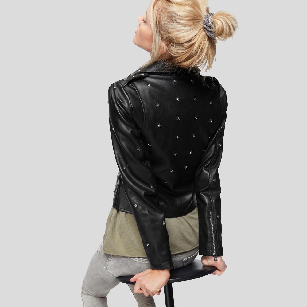 Isla Black Studded Leather Jacket