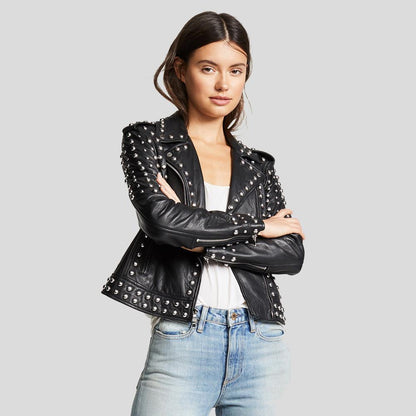 Jasmine Black Studded Leather Jacket