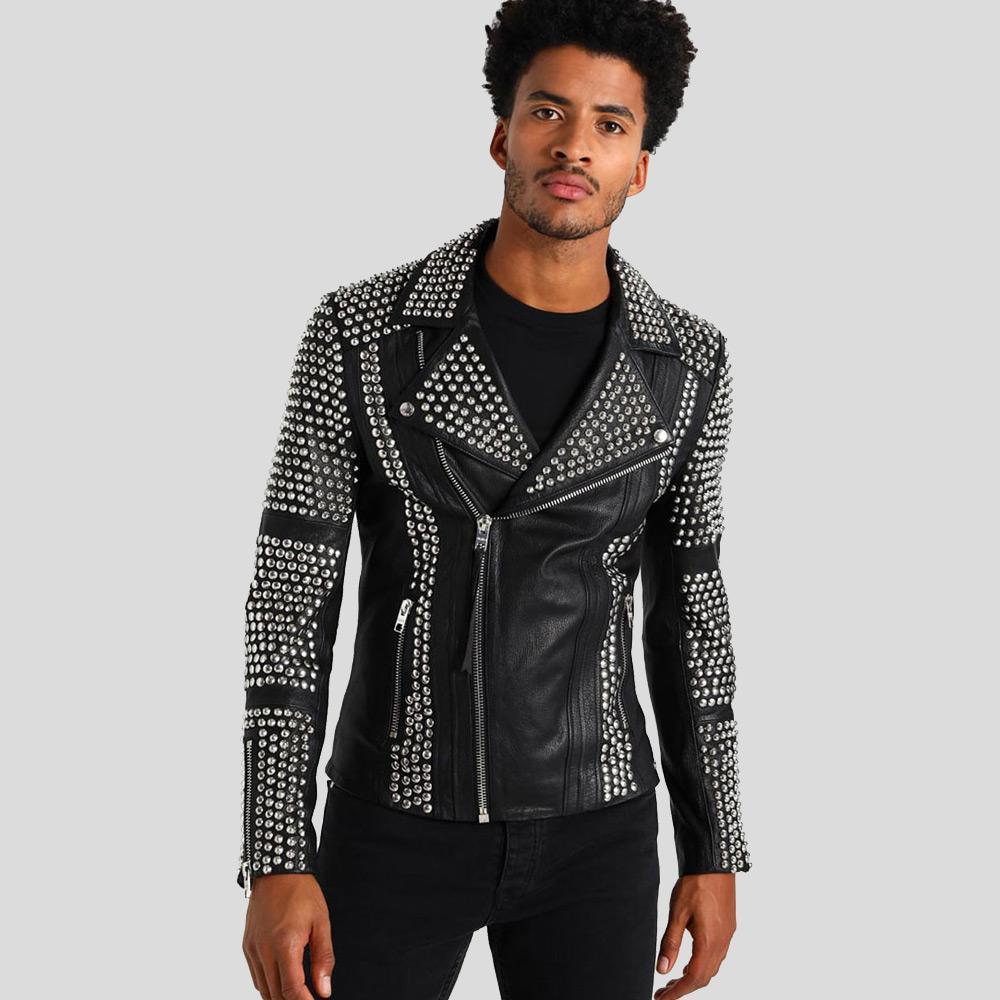 Men's Jaxon Black Studded Leather Jacket