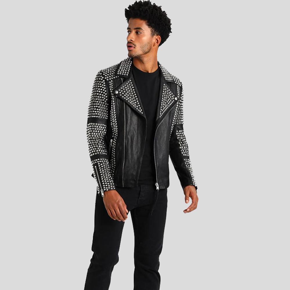 Men's Jaxon Black Studded Leather Jacket