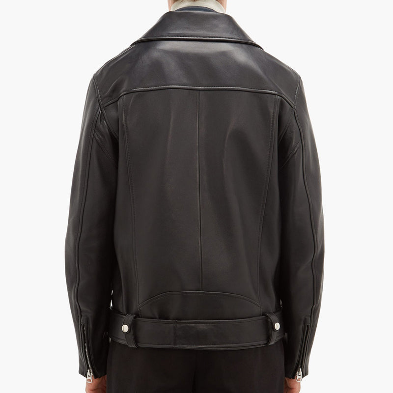 Men Classic Black Biker Leather Jacket