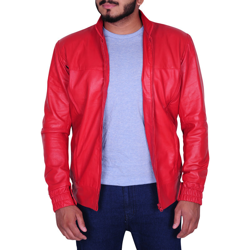 Mens Cool Red Leather Jacket