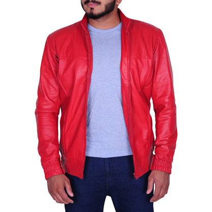 Mens Cool Red Leather Jacket