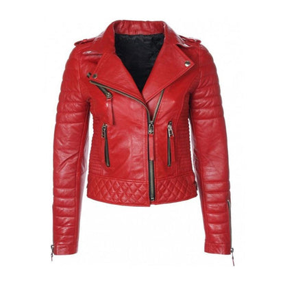 Women's RAF B3 Sheepskin Biker Red Leather Jacket