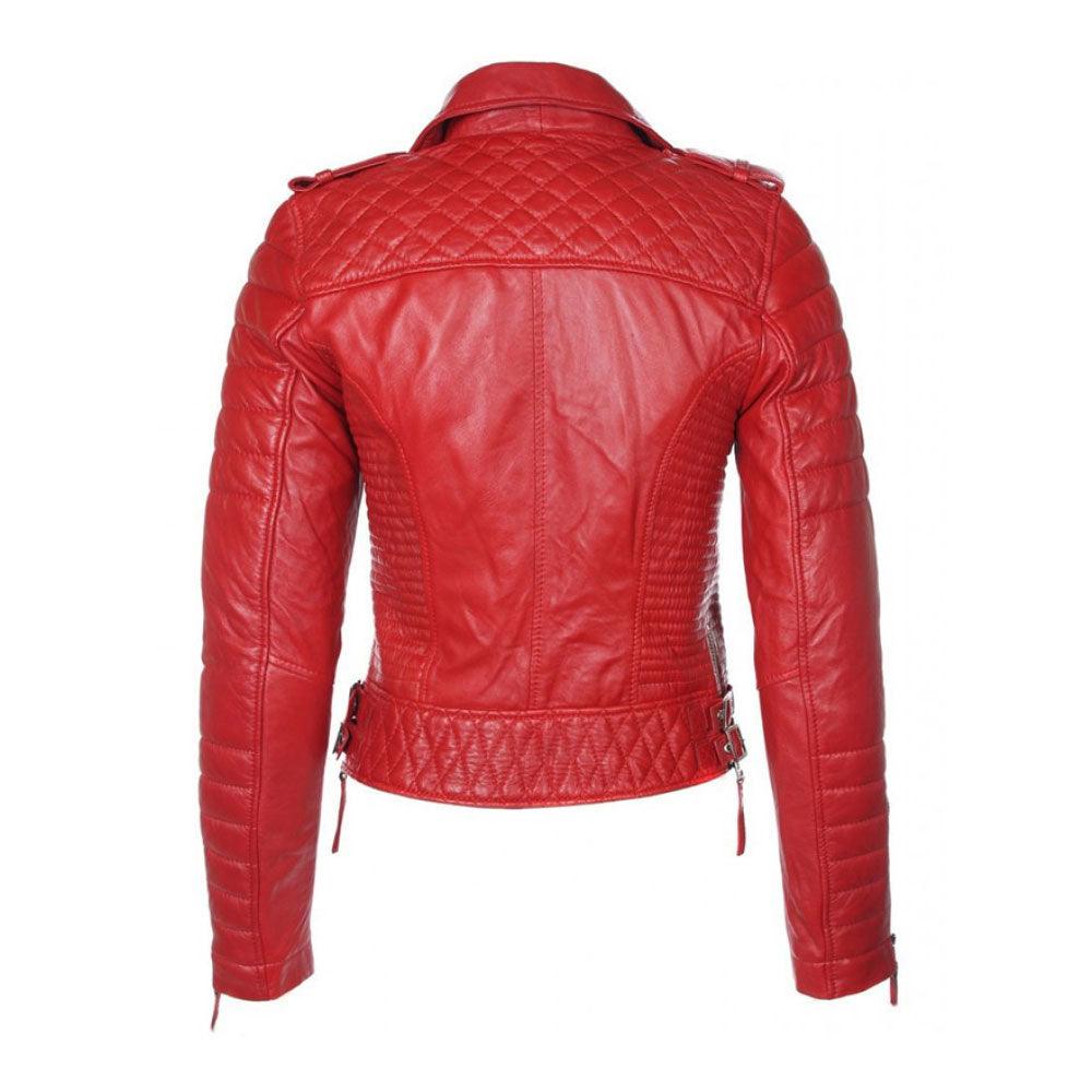Women's RAF B3 Sheepskin Biker Red Leather Jacket