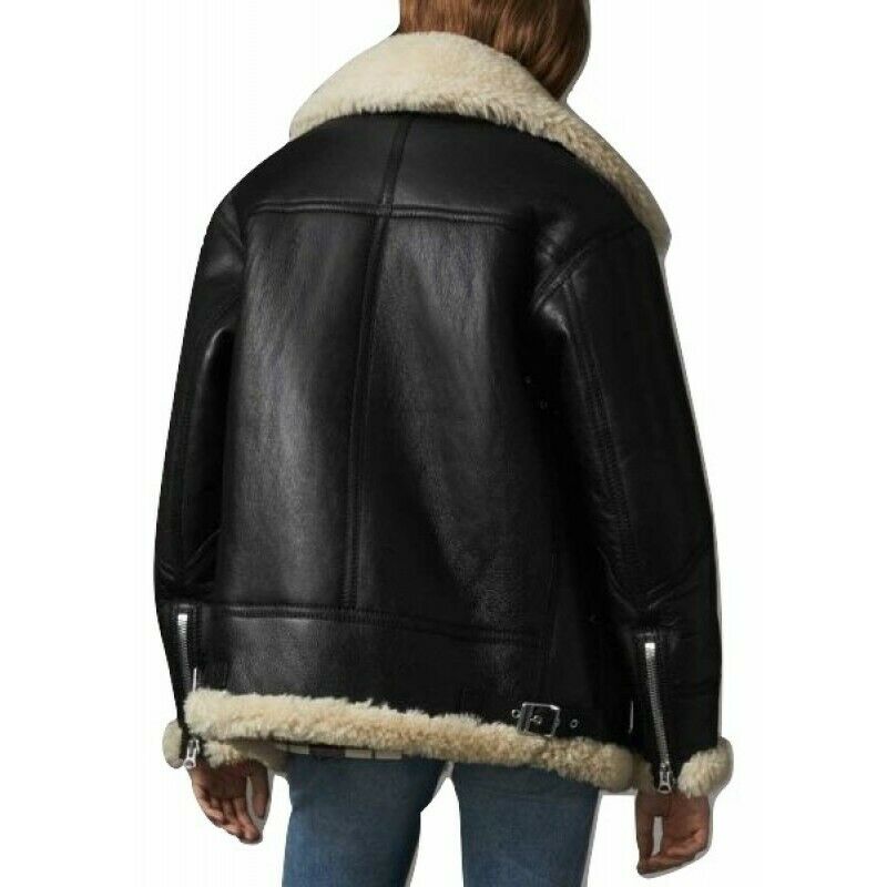 Women B3 Bomber Aviator Flying Leather Jacket