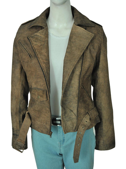 Women's Stylish Dirty Brown Distressed Leather Jacket