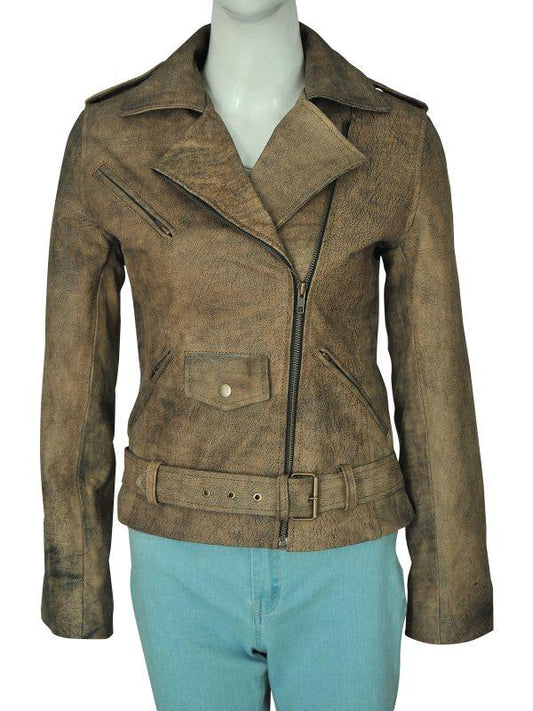 Women's Stylish Dirty Brown Distressed Leather Jacket